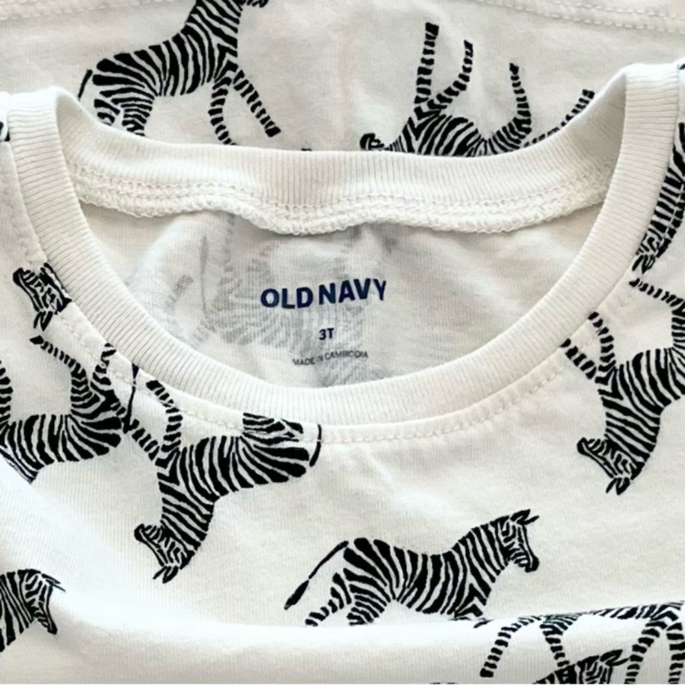 Old Navy Zebra Print Short Sleeve Kids Dress - Black and White | Girls 3T - Picture 4 of 5